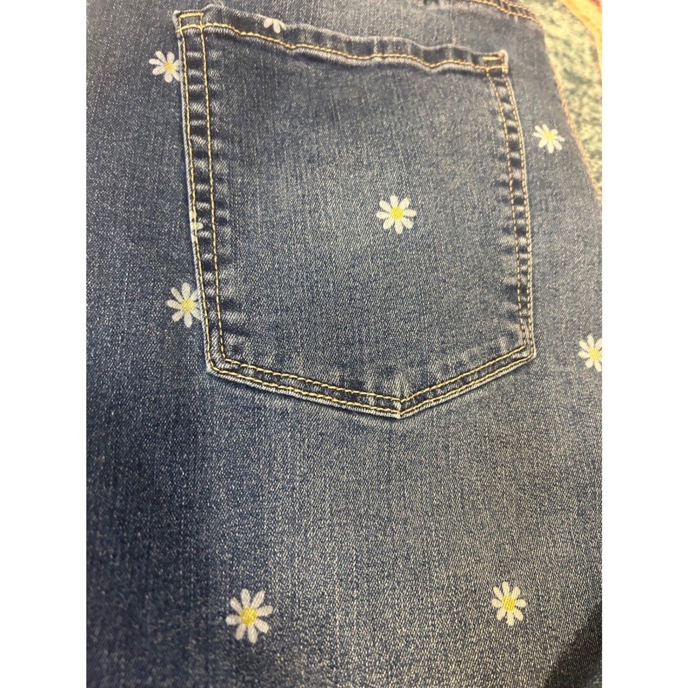 Daisy print dopamine high rise stretch fun funky Jeans junior sz 17 women sz 14 - Picture 7 of 8